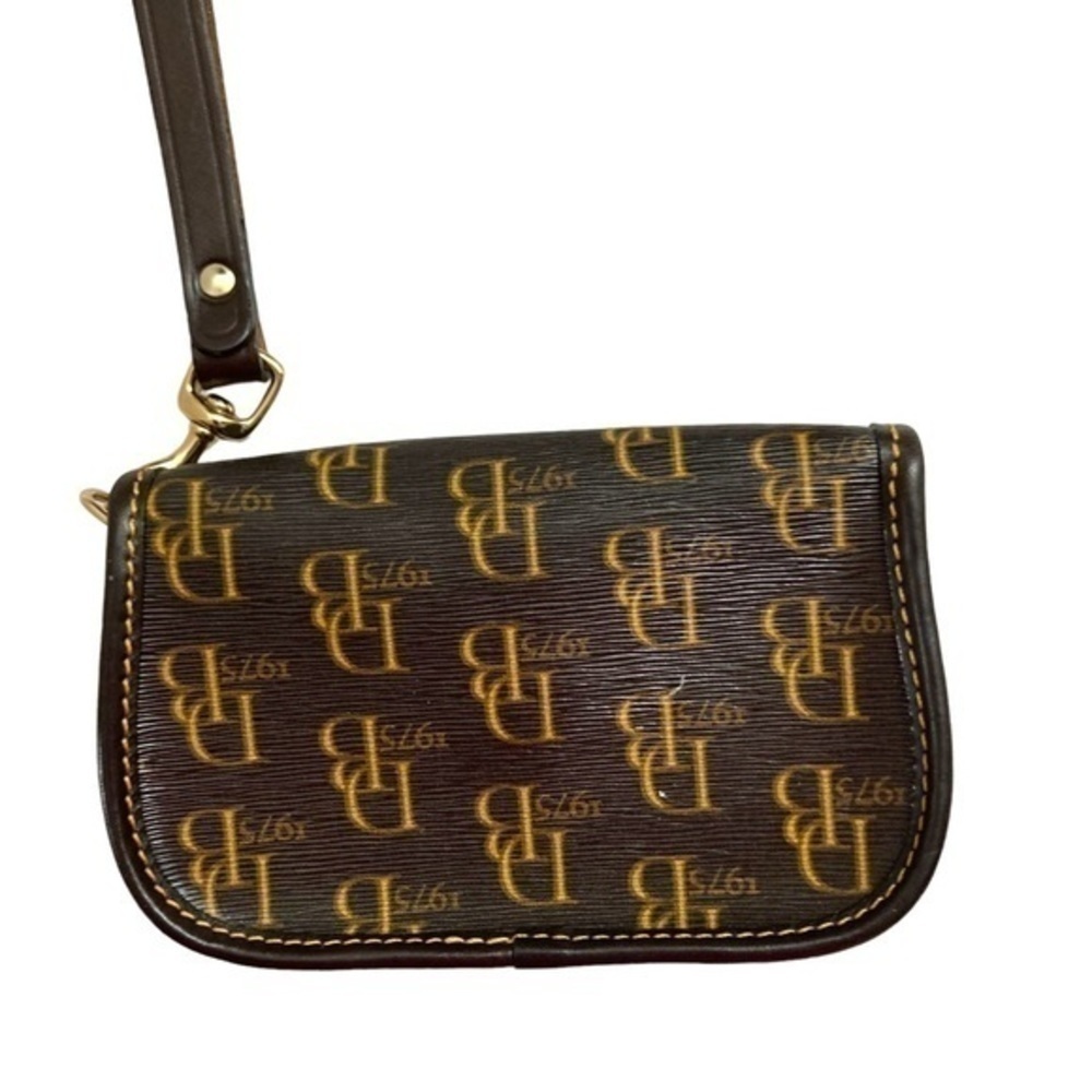 Dooney and Bourke signature db black tan wristlet clutch bag - Picture 3 of 9